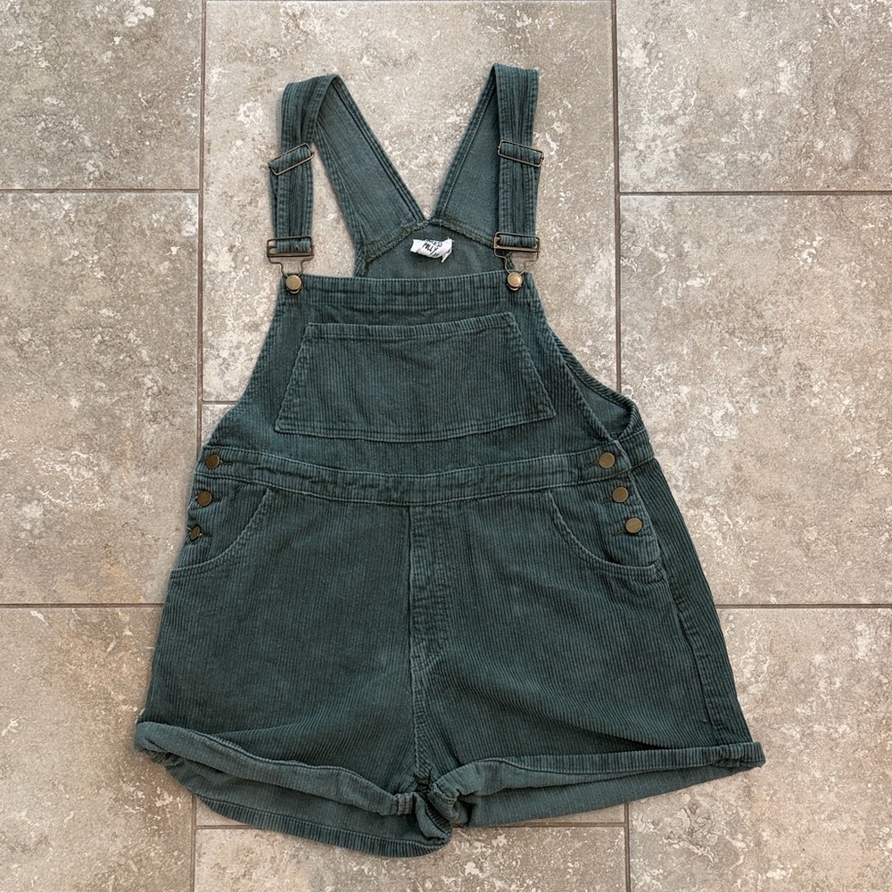 Princess Polly Teal Corduroy Short Overalls